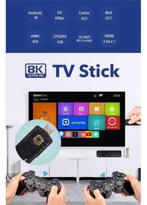 Ігрова консоль Game Box 8K X8 M98 Smart TV Stick 64 GB ТБ-приставка геймстик + 20000 вбудованих ігор No Brand (400886777)