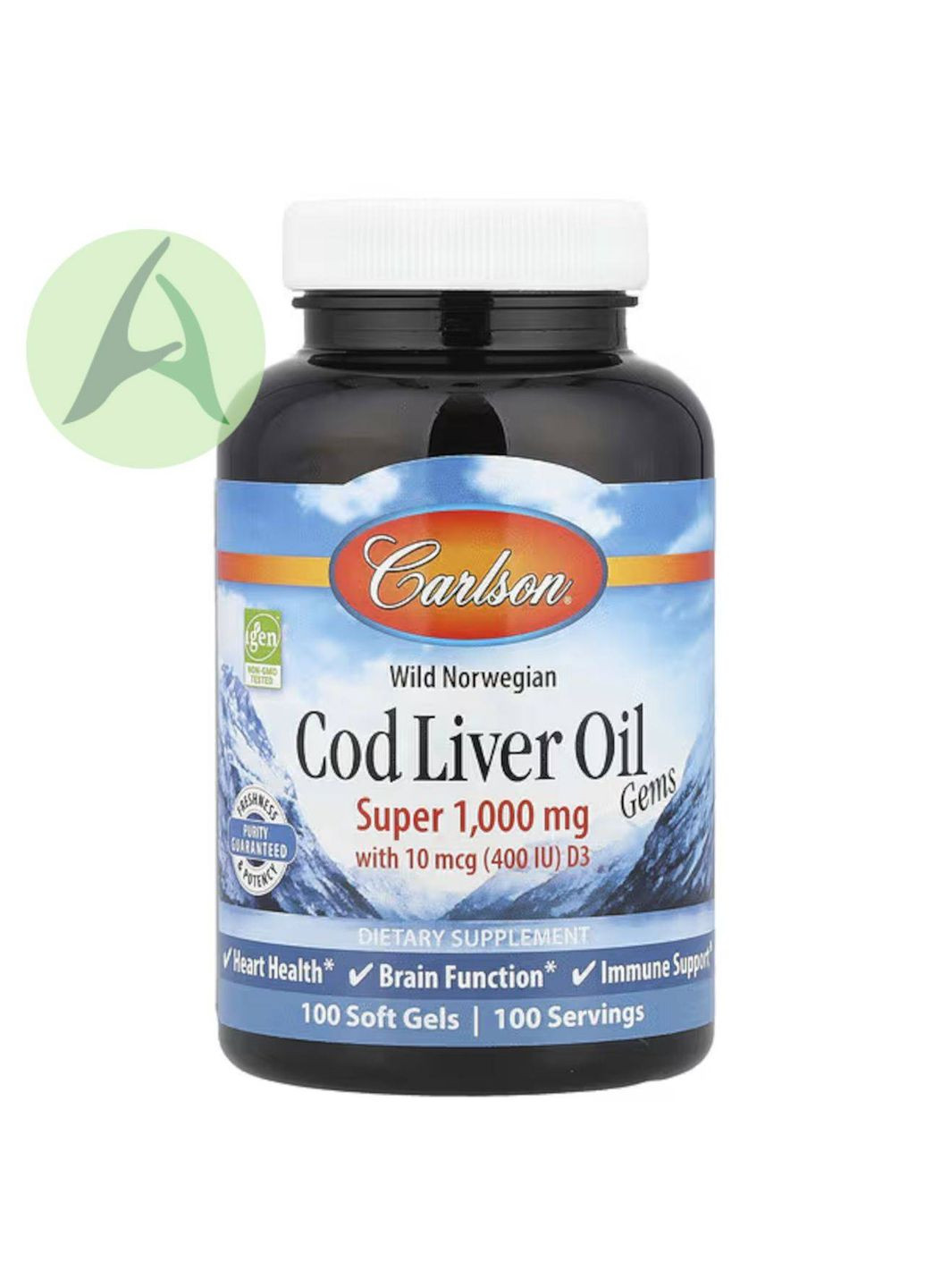 Жир печени дикой норвежской трески, 1000 мг, 100 капсул Carlson Labs (370135443)