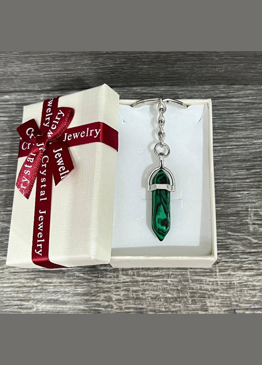 Підвіска з натуральним каменем Малахіт - кулон у вигляді кристала шестигранника на брелоку в подарунковій коробочці Atak (326807755)