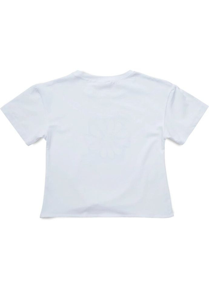 Белая демисезонная футболка детская с ромашкой (18731-152g-white) Breeze