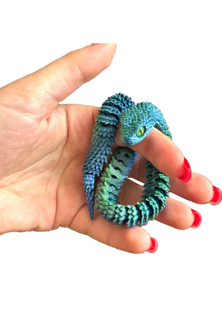 Игрушка-антистресс 3D-печатная подвижная Змея с яйцом — декоративная фигурка из PLA, 30 см Синий/ No Brand (366027155)