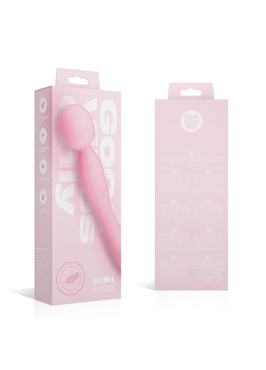 Вибромассажер SIMI Double-Sided Wand Vibrator Soft Silicone – Pink Good Vibes Only (369609710)