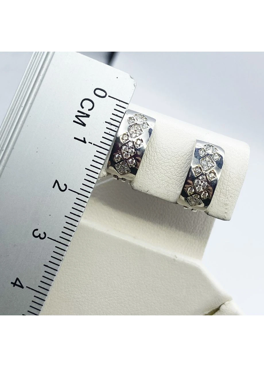 Сережки срібні з кубічним цирконієм 3 г No Brand (382675504)