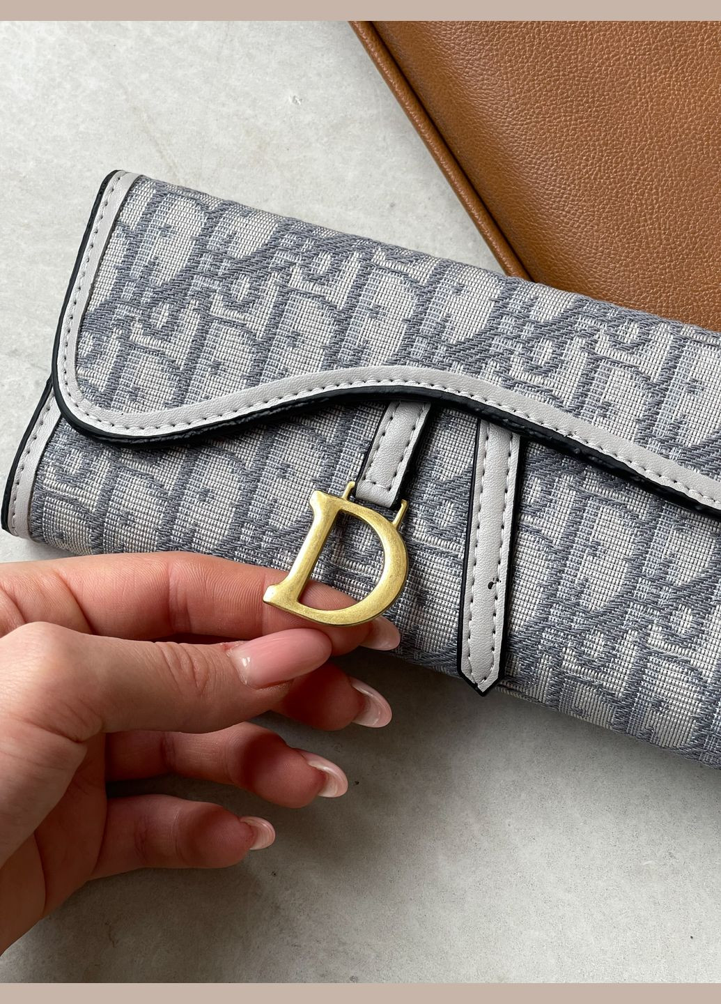 Крістіан Діор Saddle гаманець-візитниця (світло-сірий колір) No Brand (317887397)