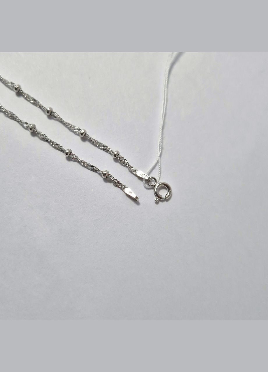 Срібна цепочка кольє Сінгапур із Кульками см срібло 925 проби родоване 193р2/45 4.00г No Brand (322504314)