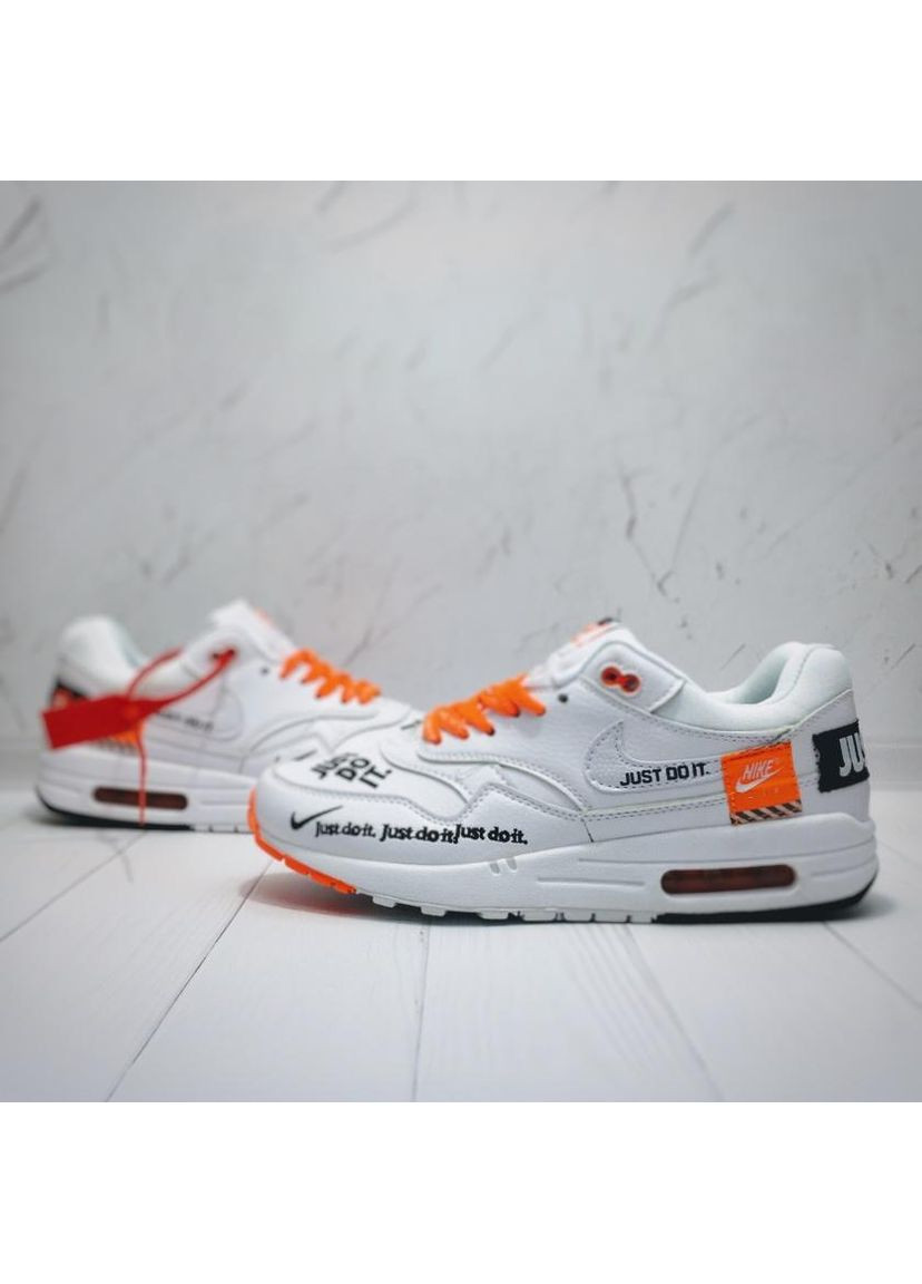 Белые демисезонные кроссовки мужские nike air max 87 just do it white orange найк аир макс 87 No Brand