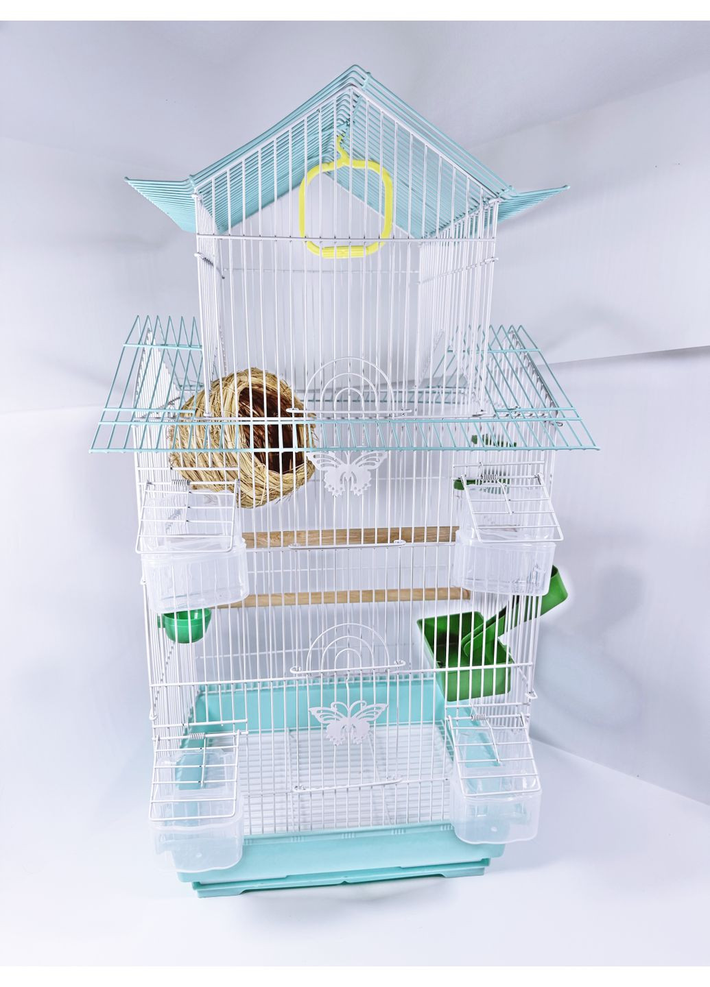 Клетка для птиц, просторный дворец, мятная + соломенное гнездо, 69х34х27см Mona Kisa (371896788)