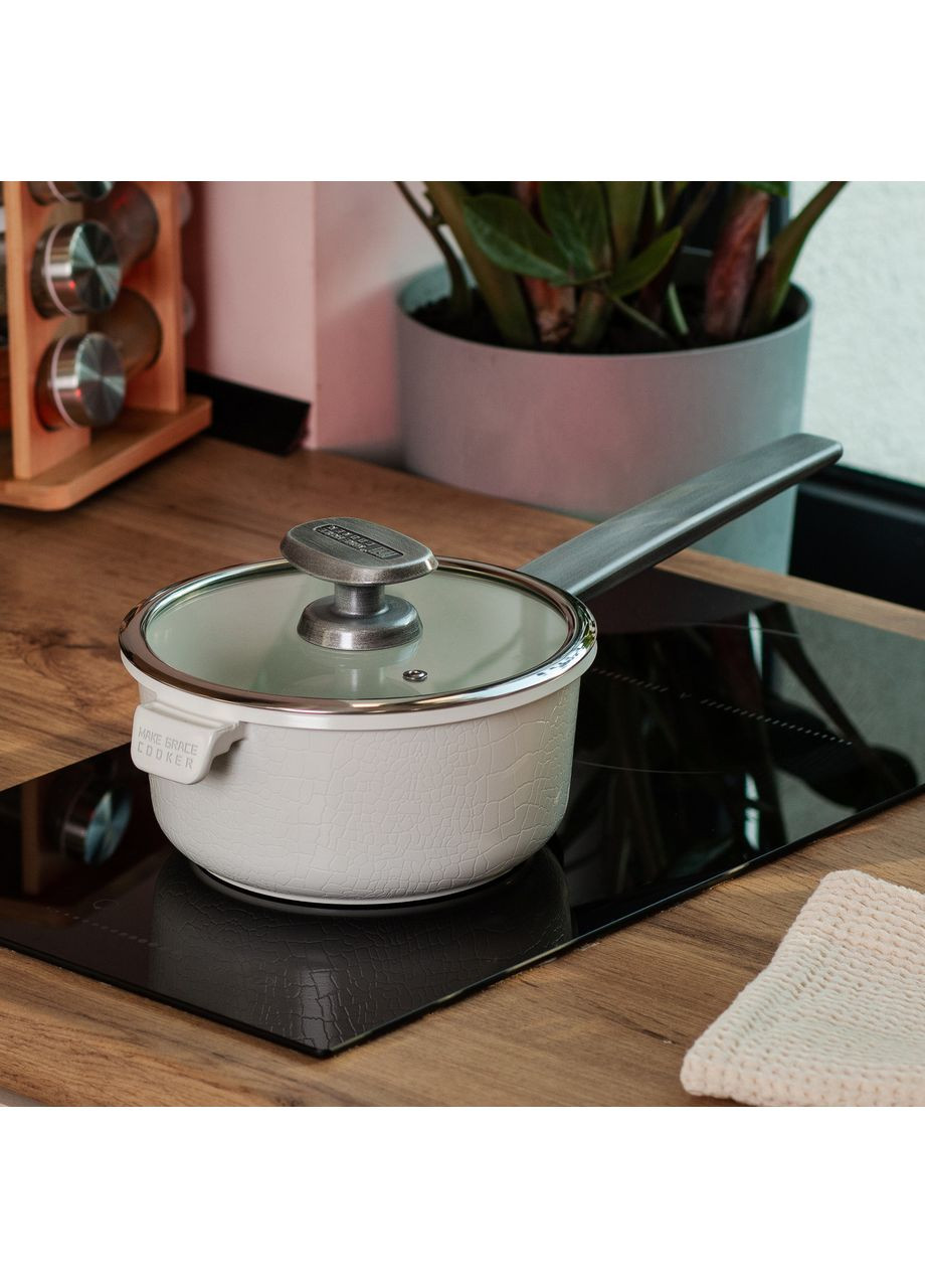 Сотейник з товстим дном об'ємом 1,6 л з антипригарним керамічним покриттям Ø 18 см HP-4-451W (A-033110) MGC (342759115)