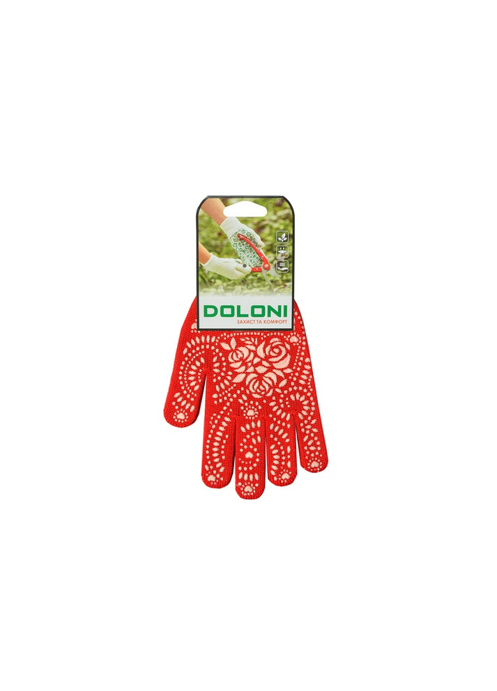 Перчатки Садовые 622 (ПВХ-рисунок, L) красные рабочие трикотажные (21619) Doloni (263434371)