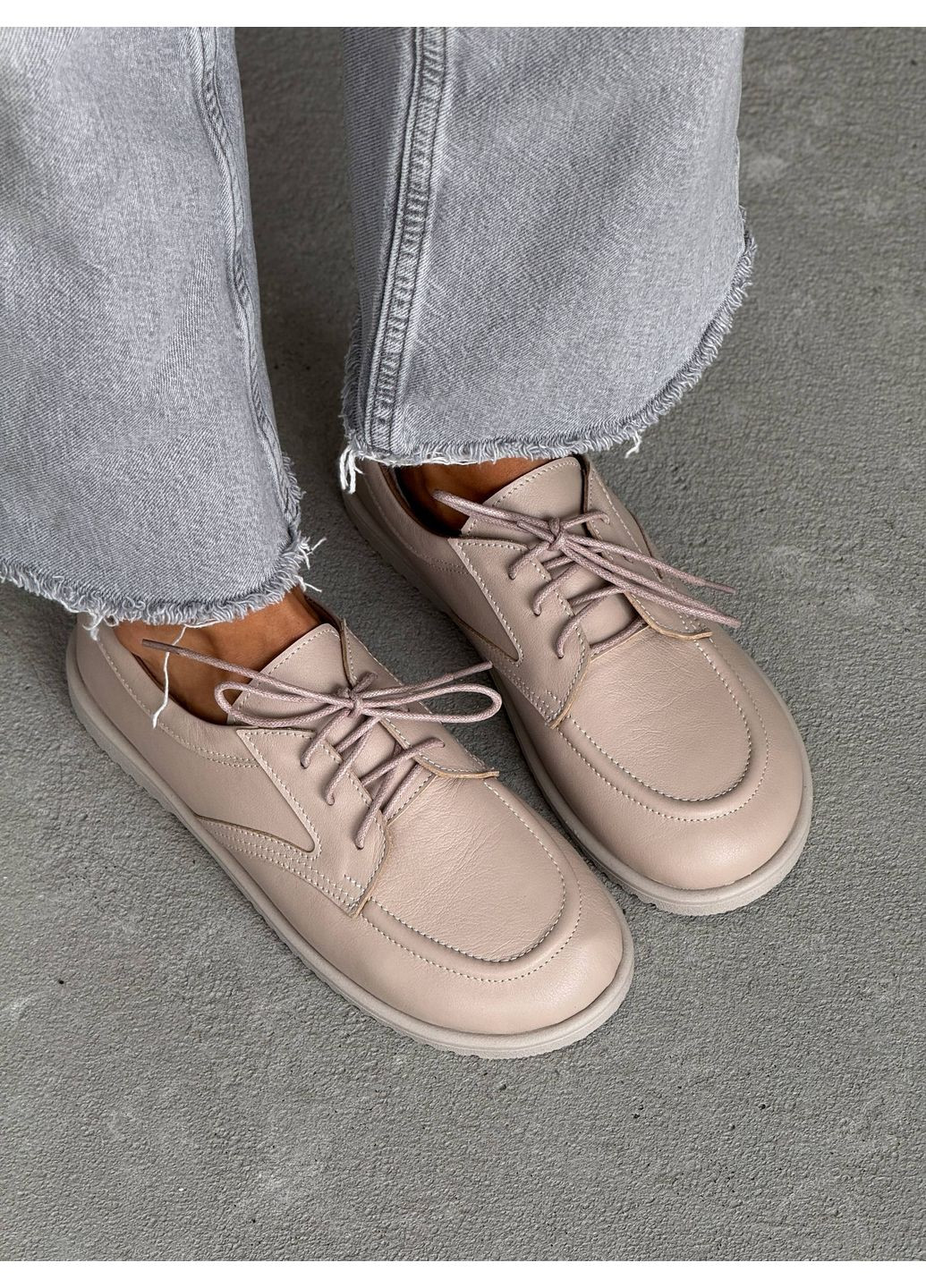 Бежевые стильные женские мокасины No Brand