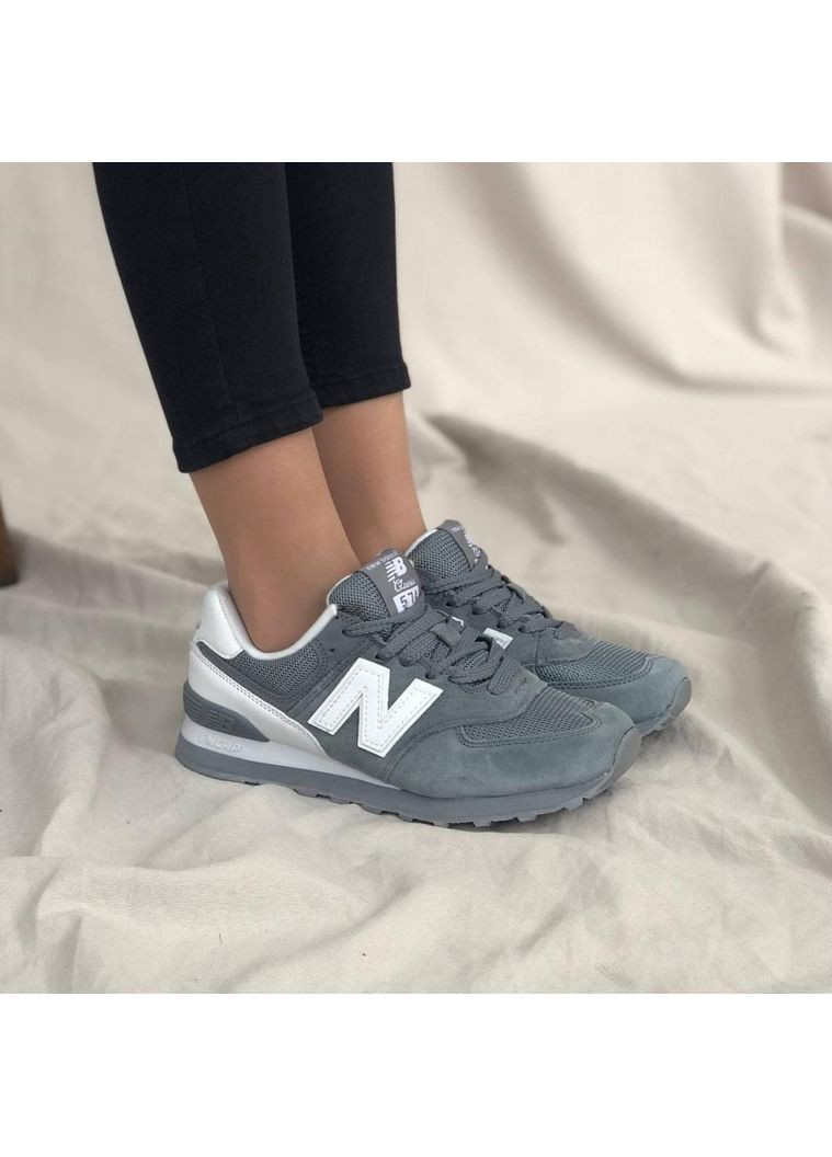 КРОСІВКИ ЖІНОЧІ NEW BALANCE 574 GREY WHITE НЬЮ БЕЛАНС 574 No Brand сірі демісезони (367173535)