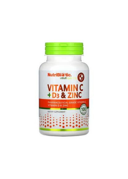 Immunity, вітамін C, D3 та цинк, 100 капсул NutriBiotic (314524323)