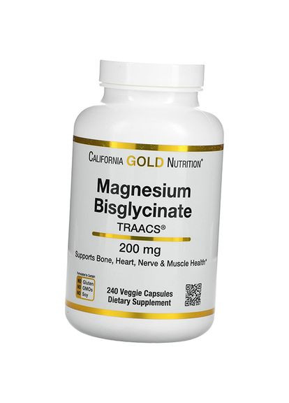 Магний Бисглицинат Хелат, Magnesium Bisglycinate 200, 240вегкапс (36427029) California Gold Nutrition (293254577)