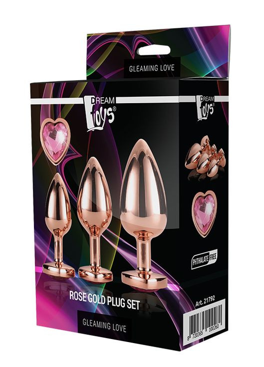 Dt21792 набір анальних пробок GLEAMING LOVE ROSE GOLD PLUG SET Dream Toys (302496381)