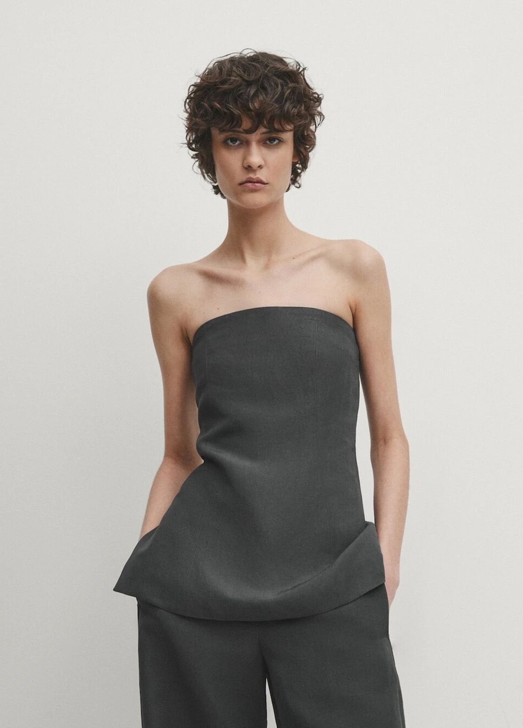 Топ-бандо из смесового льна Massimo Dutti (375027983)