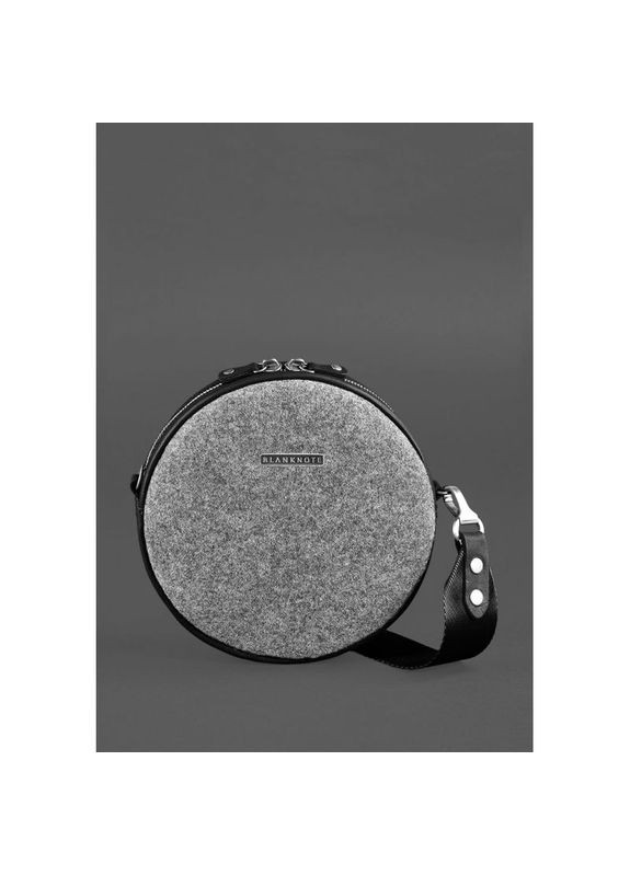Кругла фетрова сумка жіноча через плече Таблетка зі шкіряними чорними вставками BlankNote (302009373)