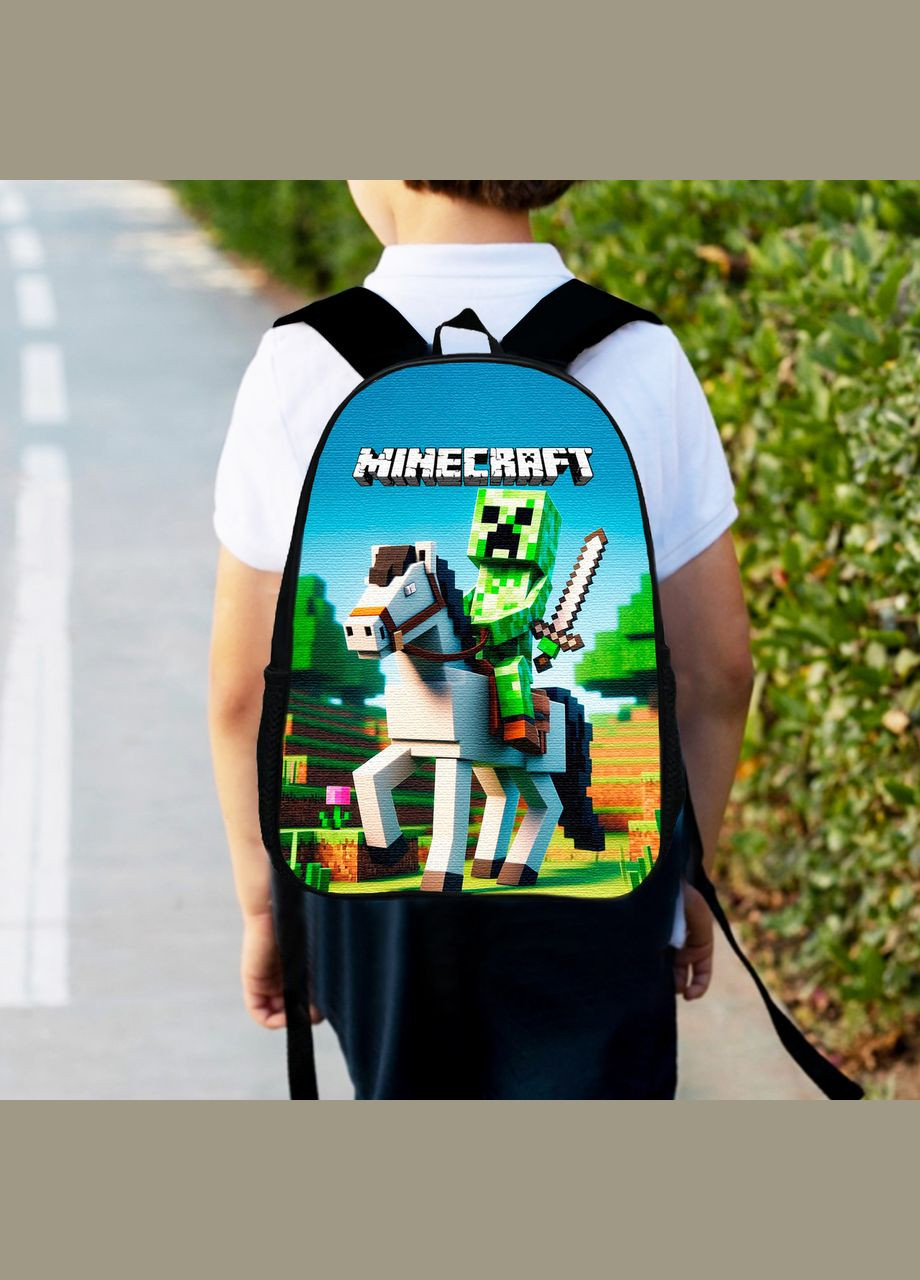 Рюкзак детский майнкрафт крипер на коне "Minecraft" 34х27см, городской ранец для мальчика No Brand (306438425)