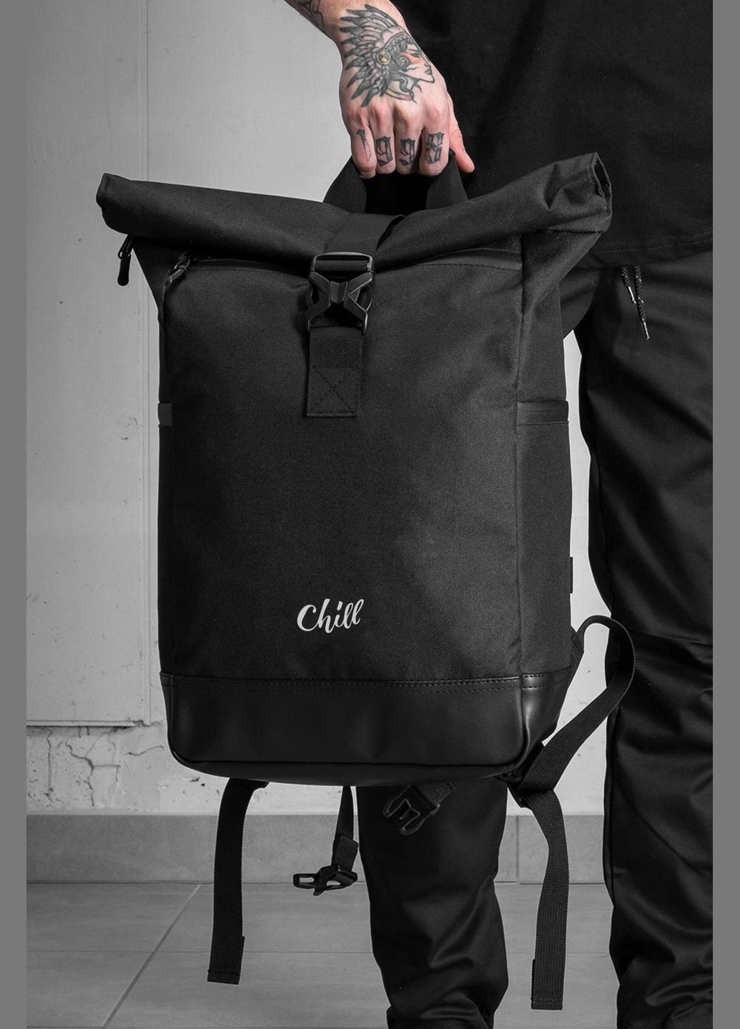 Мужской Повседневный Рюкзак Роллтоп Школьный С Принтом Chill Without (346475699)