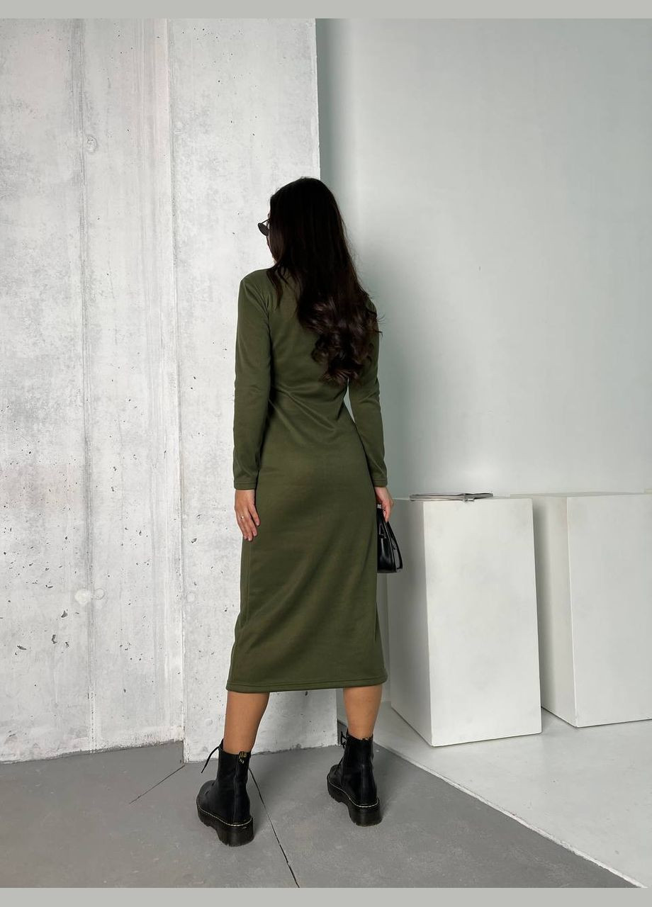 Оливковое (хаки) повседневное женское платье цвета хаки 26130 n No Brand