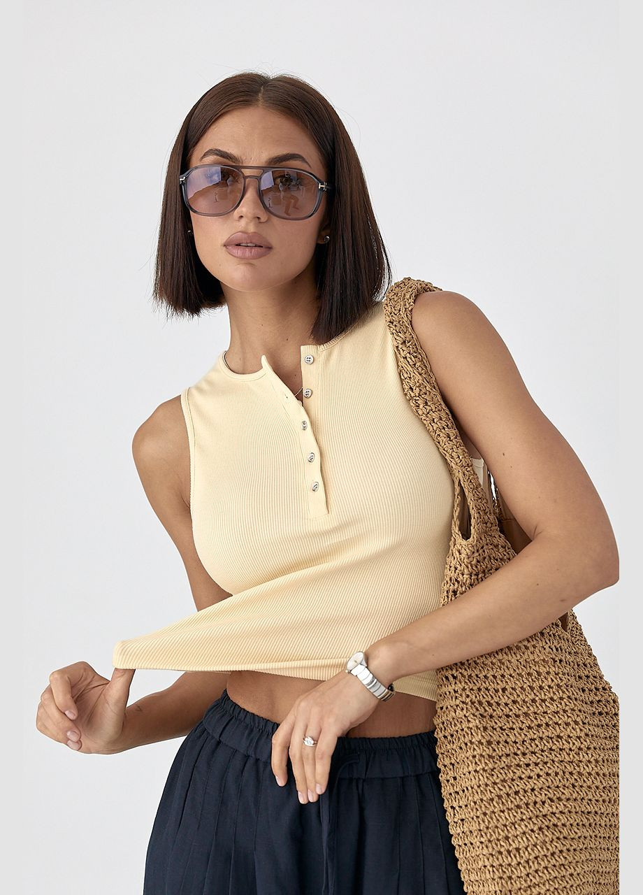 Майка в рубчик на металевих гудзиках Lurex — 333339883