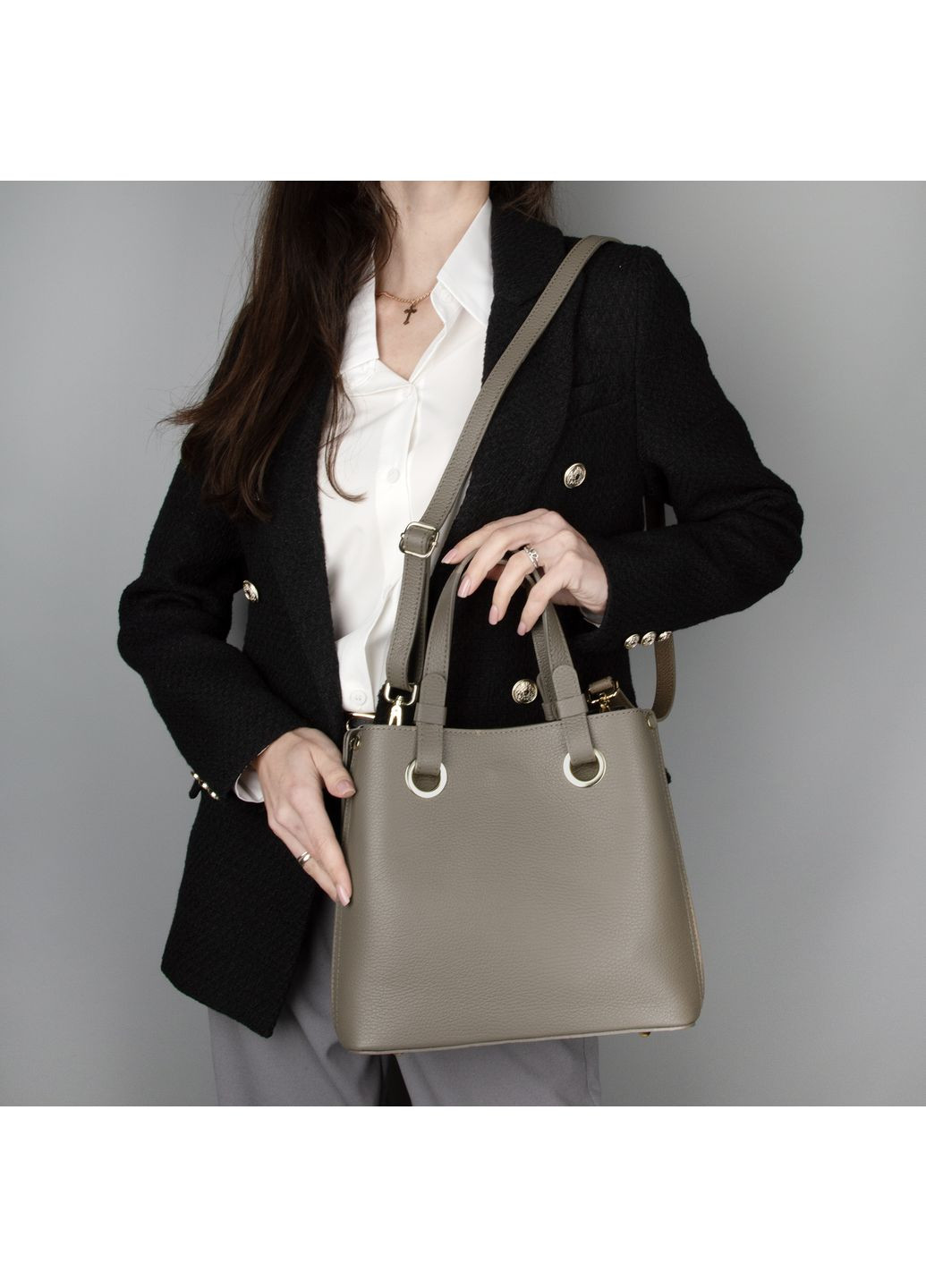 Сумка жіноча шкіряна 03630 темний тауп Virginia Conti (365957106)