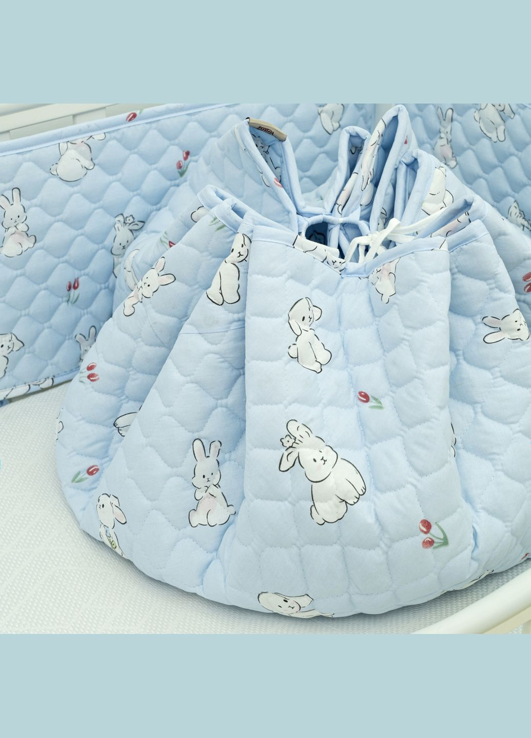 Коврик круглый детский стеганный Ø120 Ранфорс/ППУ 24281 Голубой Viluta (370441923)