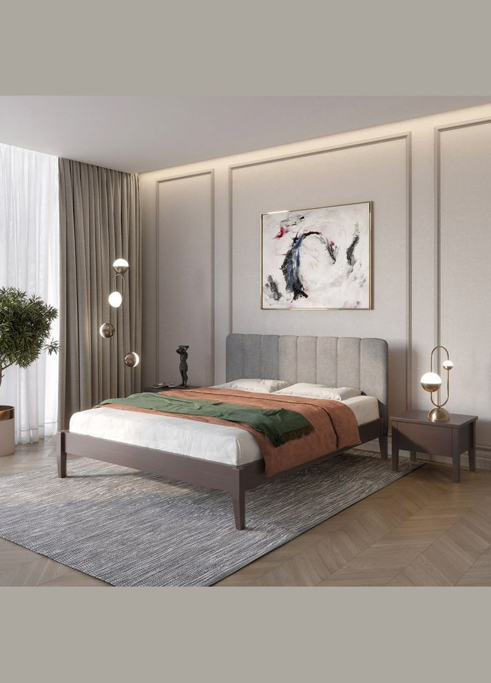 Односпальне дерев'яне ліжко Лондон ДК Венге/Аляска 93 (Сірий) Б1 70х200 см (MBG-6487) Mebigrand (366027395)