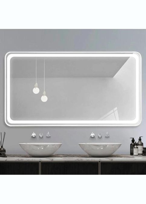 Дзеркало LED DE-M0065D Silver 80смх65см, підігрів+ годинник/темп Dusel (316720472)