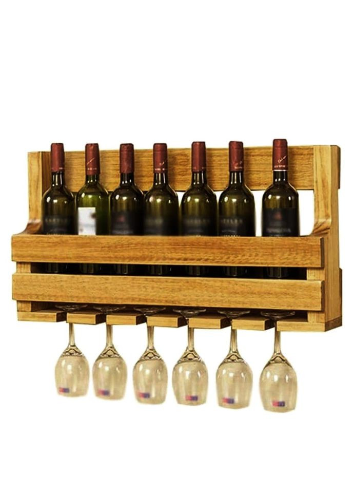 Настенная винная полка из дерева Мацудо сиена (ПНК-006205) No Brand (327426188)
