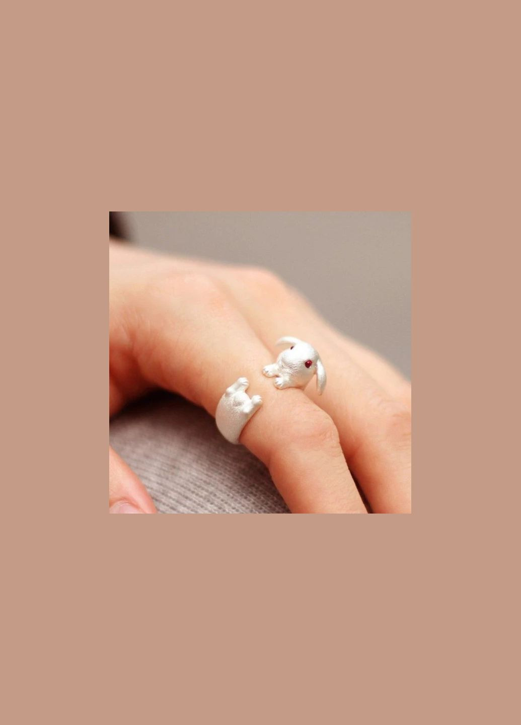 Кольцо женское красивый серебряный милый зайчик колечко в виде зайки размер регулируемый Fashion Jewelry (290250908)