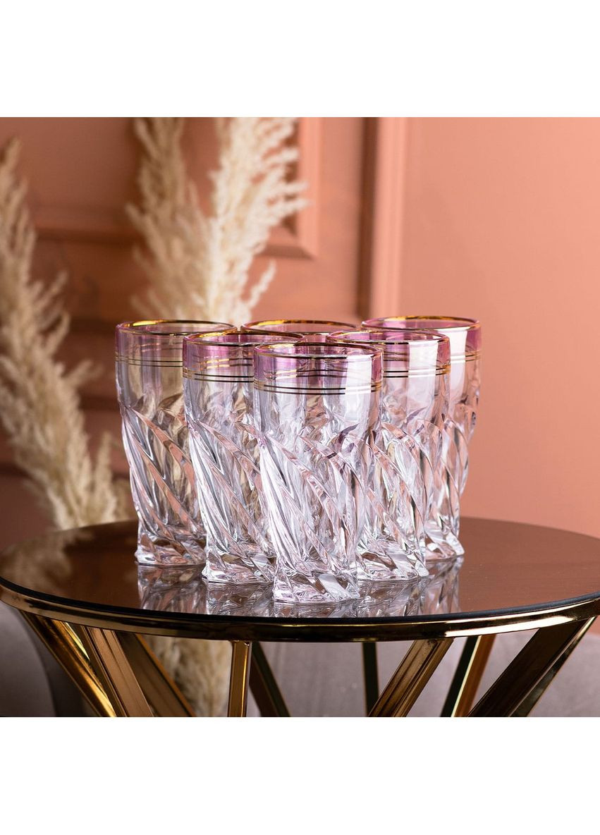 Набір склянок Vermont фігурних високих 6 штук по 250 мл, фіолетовий TS Kitchen HP566 No Brand (352527725)