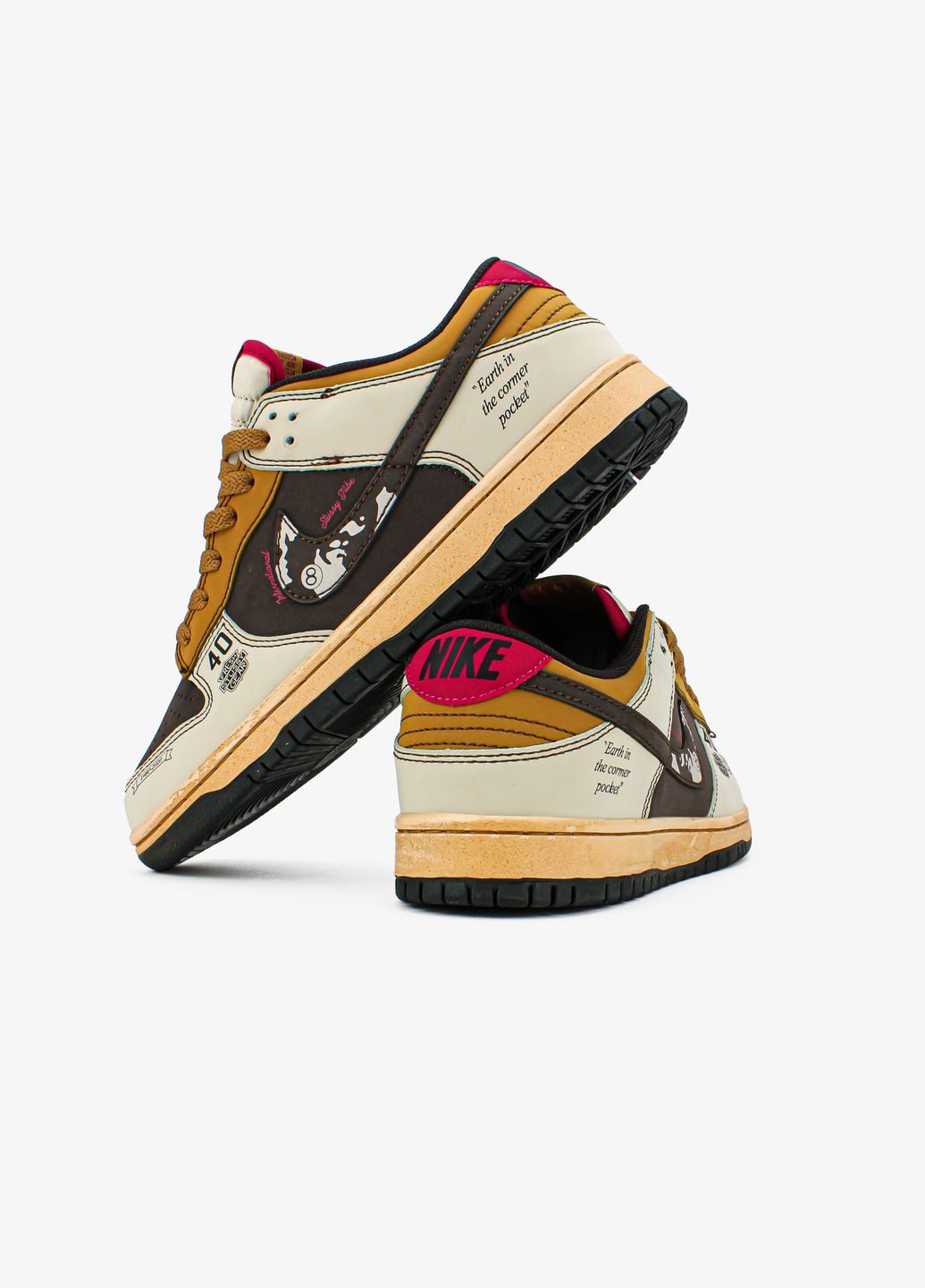 Коричневые всесезонные кроссовки мужские nike sb dunk low x stussy 40th brown | найк сб данк низкие коричневые No Brand