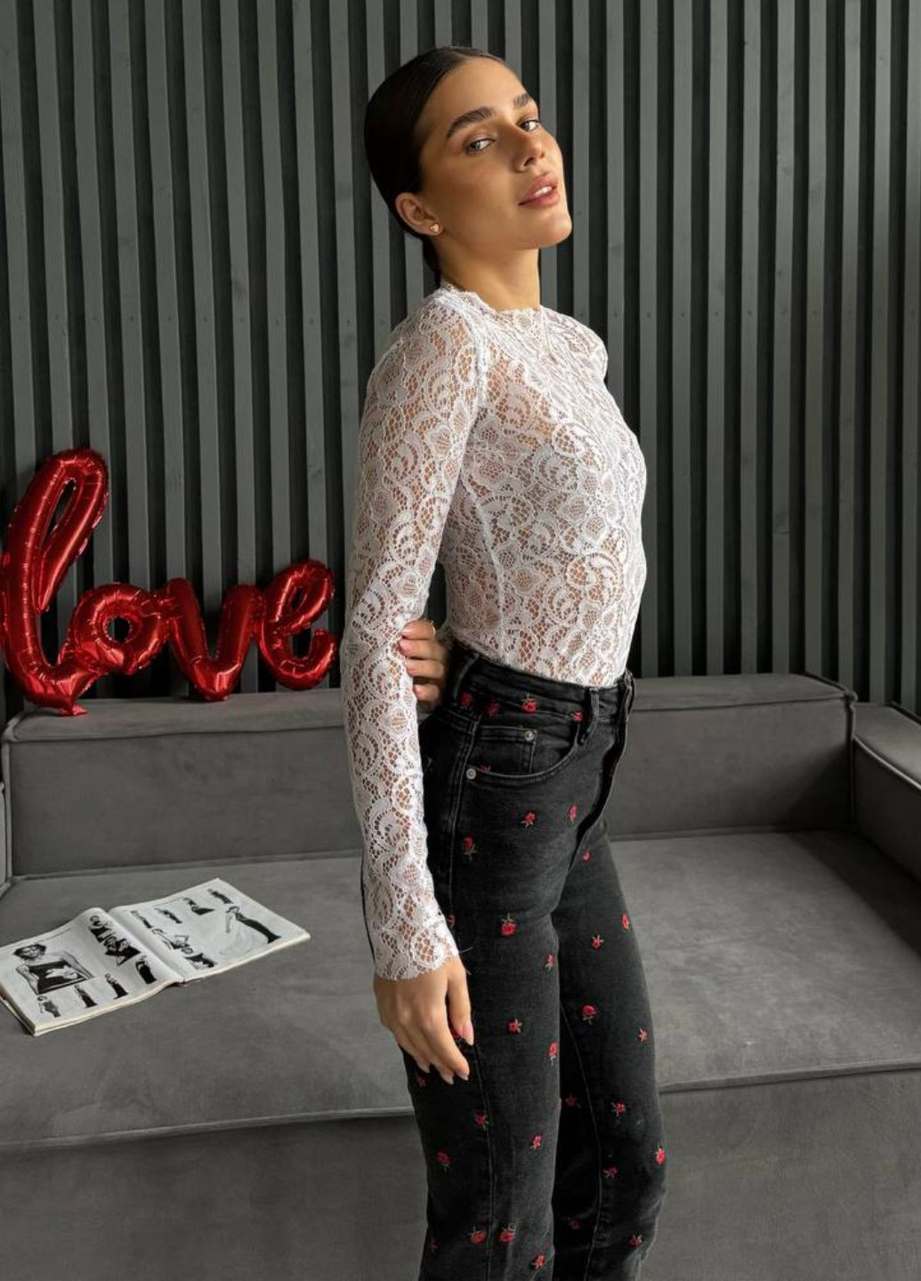 Гіпюровий лонгслів з довгими рукавами Tik-Tak (328408520)