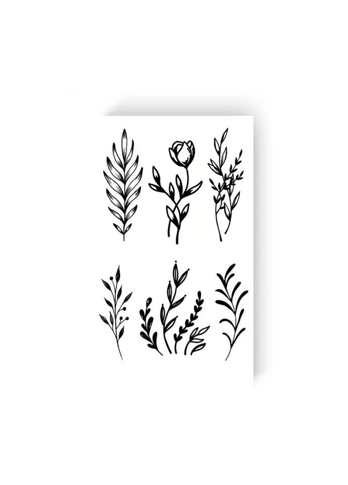 Набір тимчасових татуювань "Шість гілочок" L-19, 6 картинок Tattooshka (316269556)