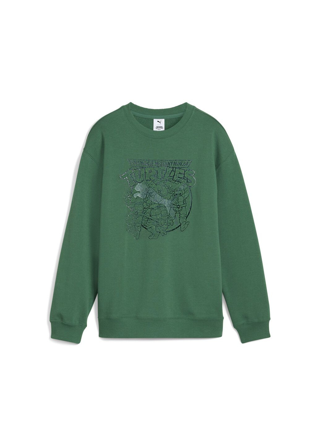 Puma дитячий світшот hoops x tmnt relaxed graphic crew youth однотонний зелений спортивний бавовна, еластан