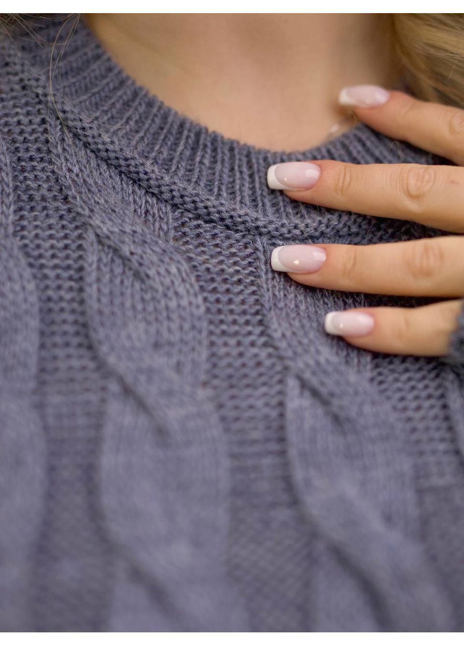 Темно-сіра кежуал вʼязана сукня з косами, великий розмір! BANG__BOOOM