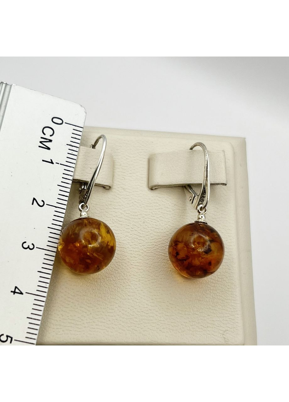 Серьги серебряные с янтарем 3,3 г No Brand (369737163)