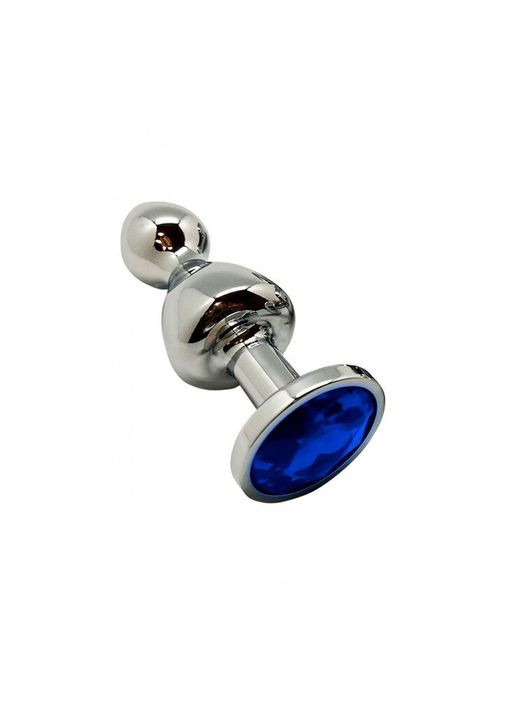 Анальная пробка Lollypop Double Ball Metal Plug Blue M Wooomy (291439901)