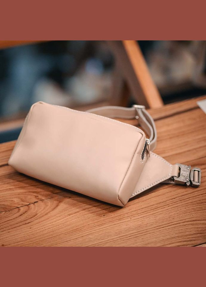 Шкіряна бежева сумка бананка на пояс ручної роботи PTL (315800981)