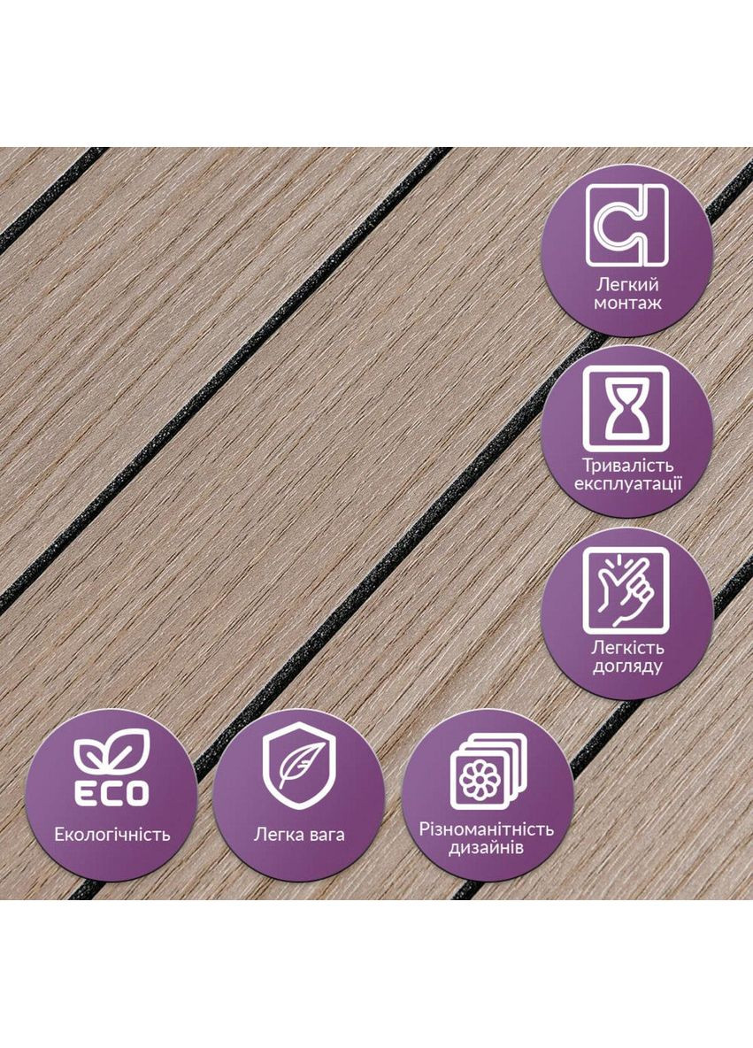 Покриття вінілове самоклеюче 3D рейки 600х600х2,8мм Тік горіховий SW-00002202 Sticker Wall (353968281)