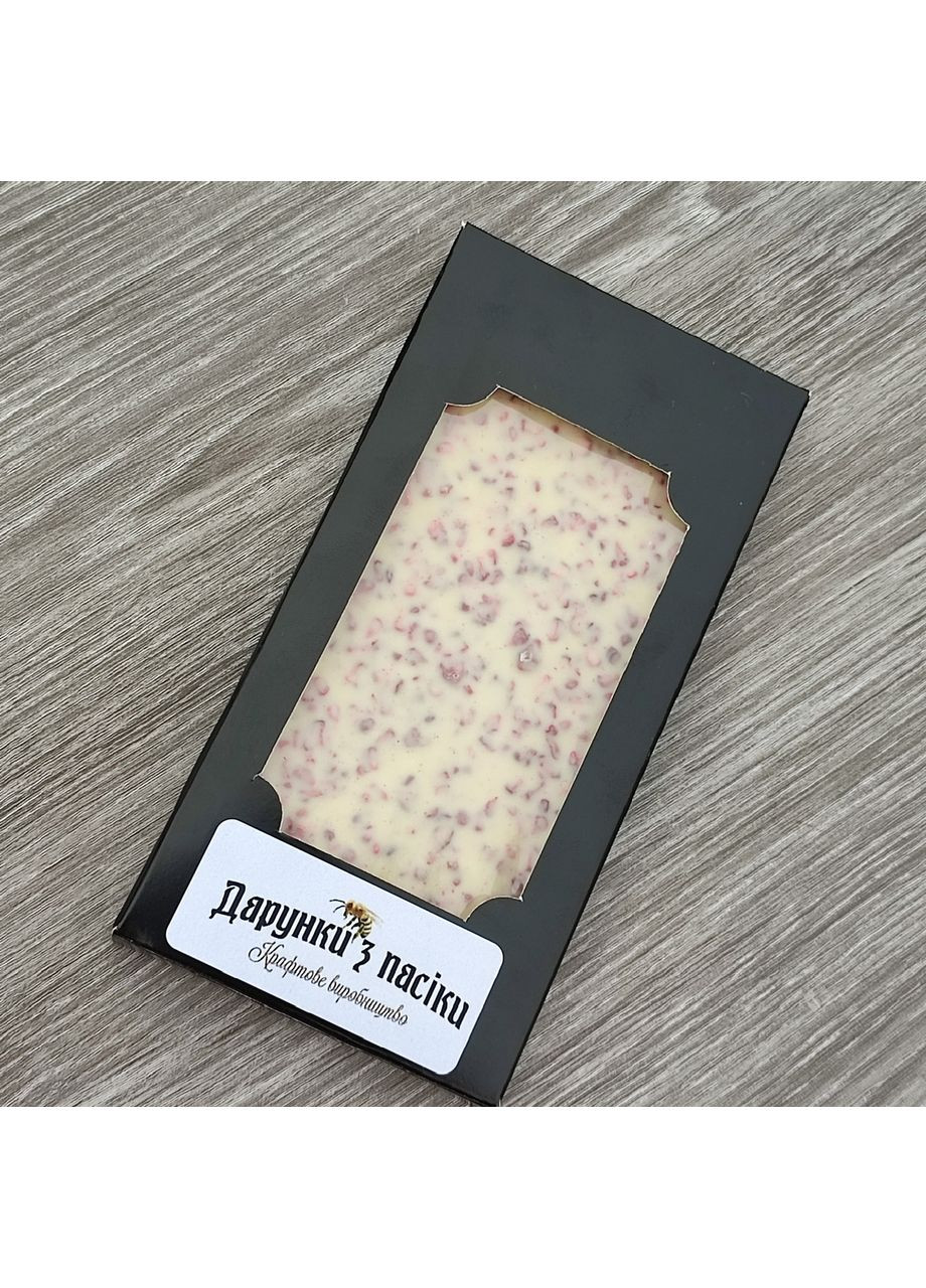 Белый классический шоколад Velvet 33,1% с сублимированной малиной 90 грамм премиальная крафтовая плитка МЕД ПОШТОЮ (369176505)