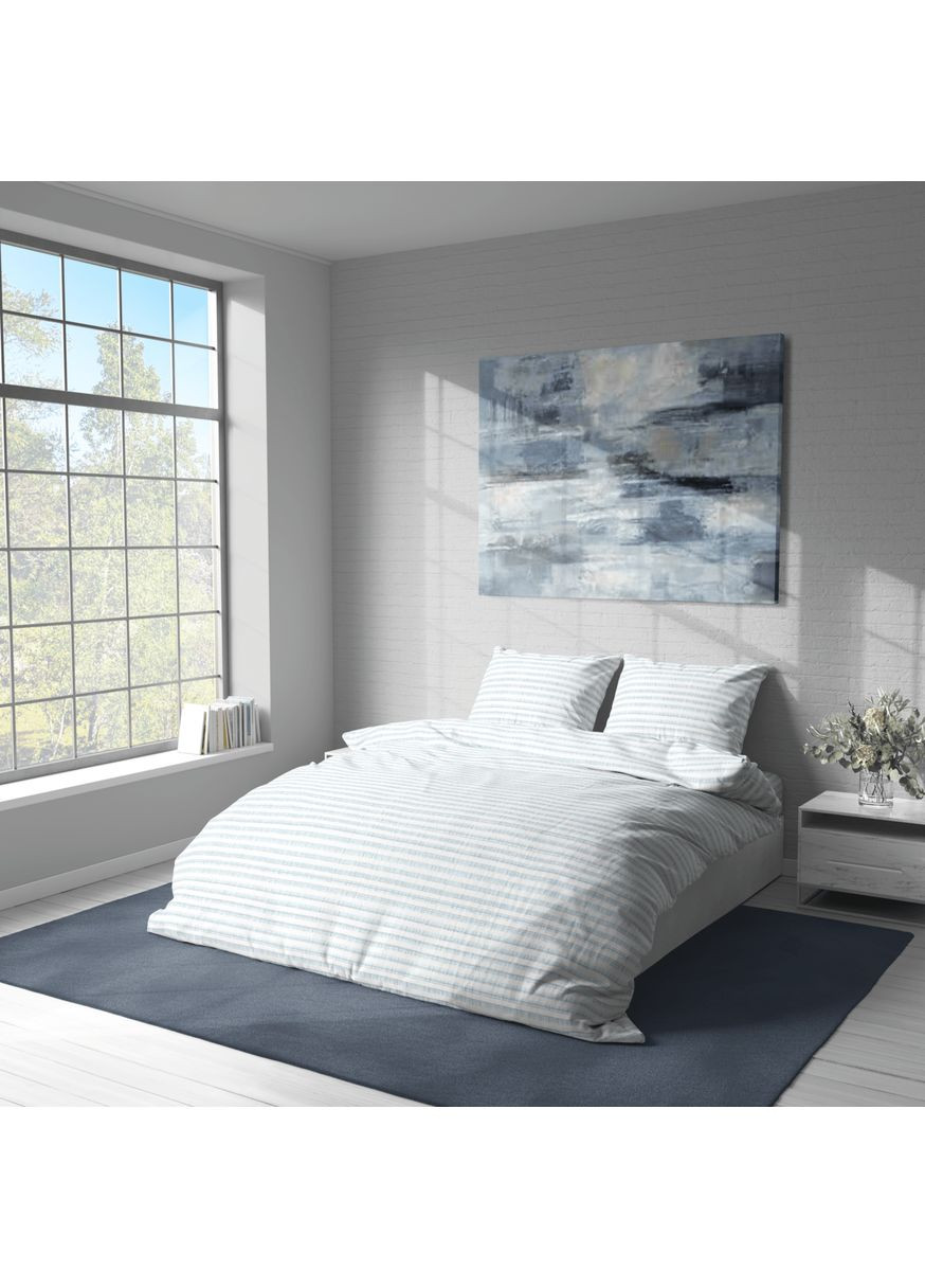 Постельное белье, Бязь, Голубой с белым, Евро, B-1167 Lelit (362267574)