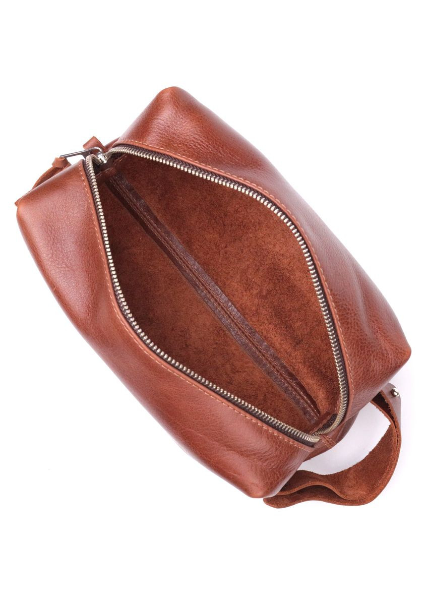 Мужская косметичка большого размера из гладкой кожи на молнии Сердце светло-коричневое 16768 Grande Pelle (362418282)