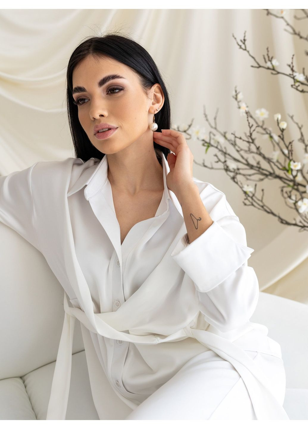 Женский однотонный костюм "Winston" (блуза + брюки-палаццо) (td-2968720163826) TessDress (366090024)