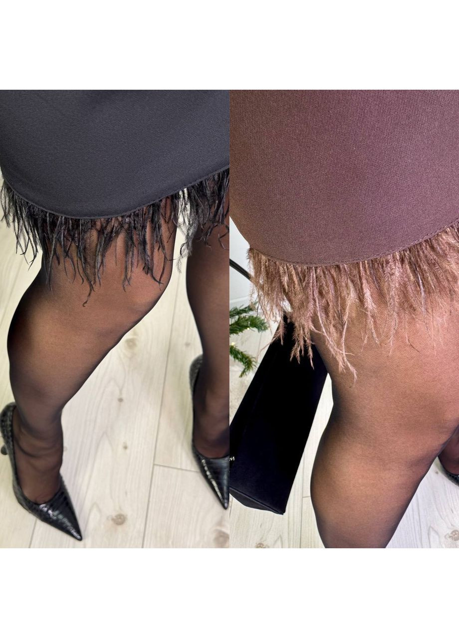 Темно-коричневое платье 495 костюмный креп, свободного кроя, сзади на пуговицах, рукав 3/4 Україна