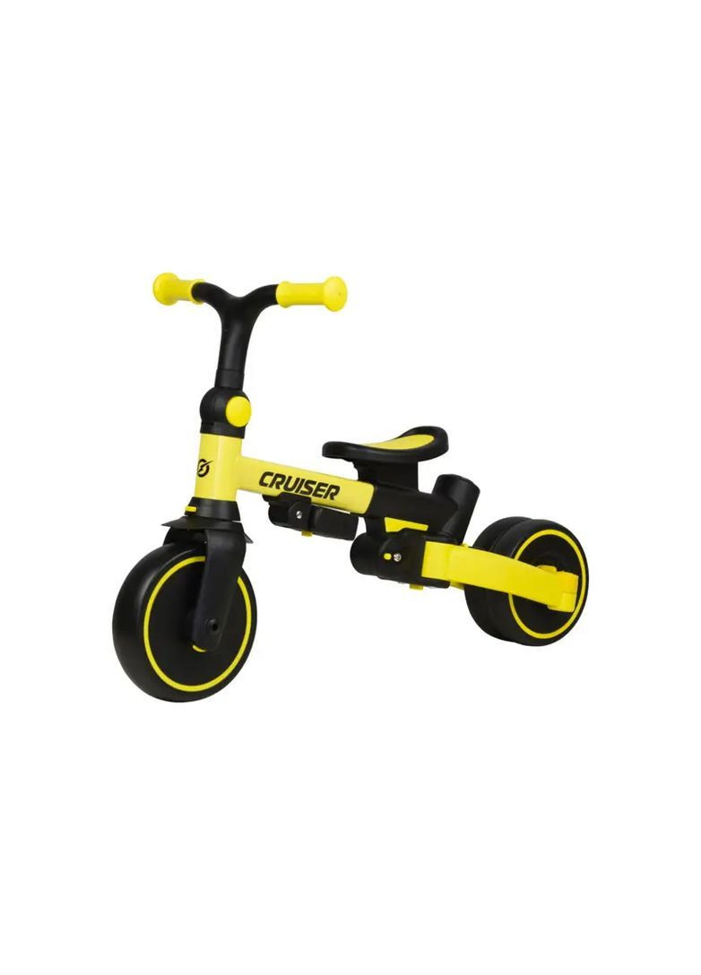 Дитячий біговел 3 в 1 трансформер металевий з батьківською ручкою Milano 001 yellow 30 кг Maraton Вел4588 (374169739)