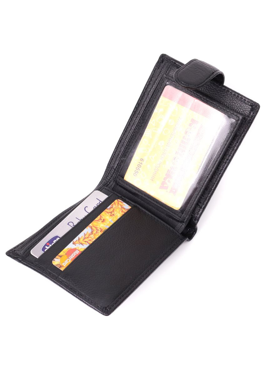 Мужской кожаный бумажник с отделением для монет и карт черный (sku_22484) No Brand (327819586)