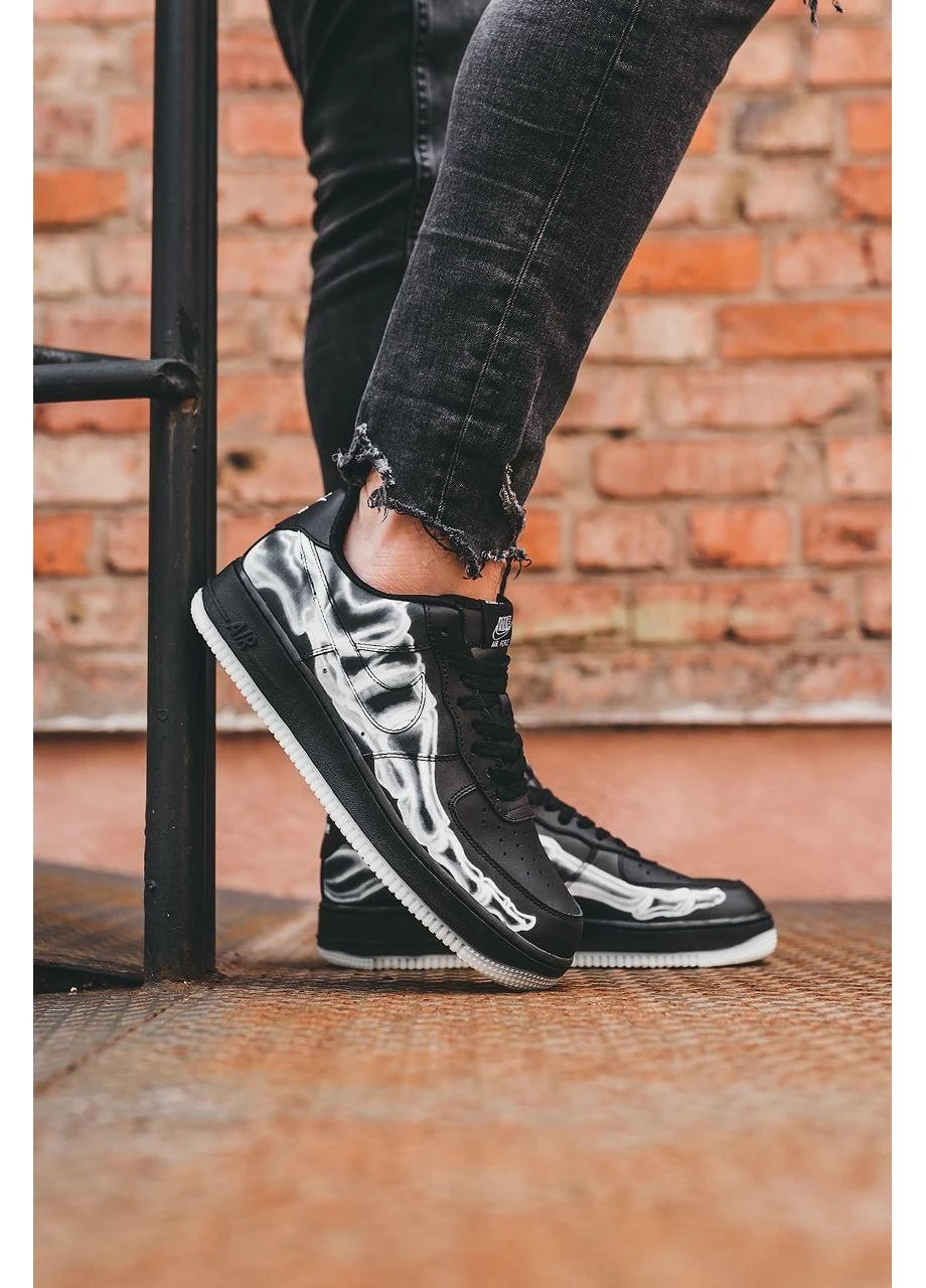 Чорні кросівки чоловічі nike air force 1 skeleton qs black найк аір форс 1 чорні демісезон No Brand