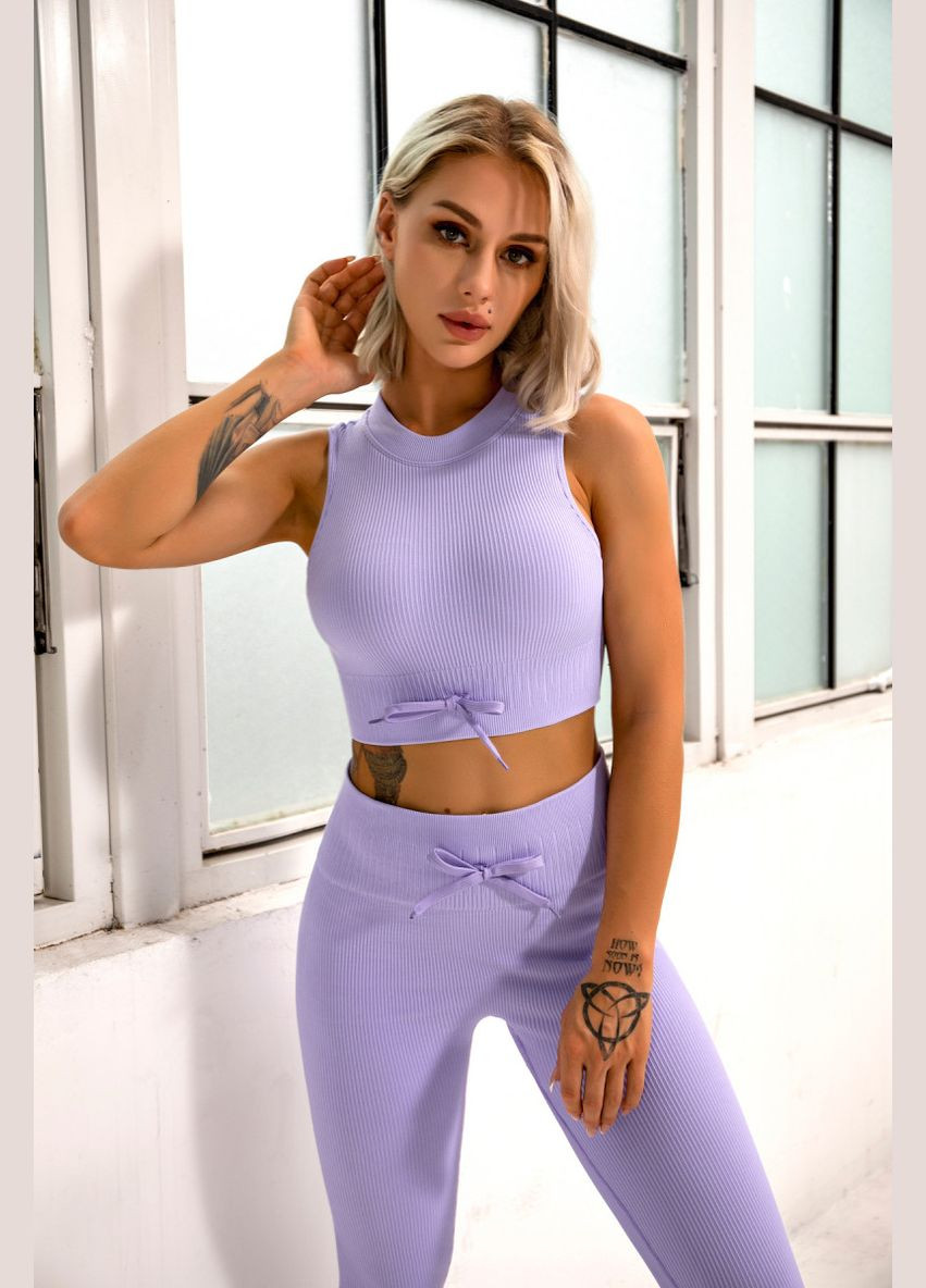 Комплект для фитнеса (спортивный костюм) топ и леггинсы 8347 L лиловый Fashion (336547431)