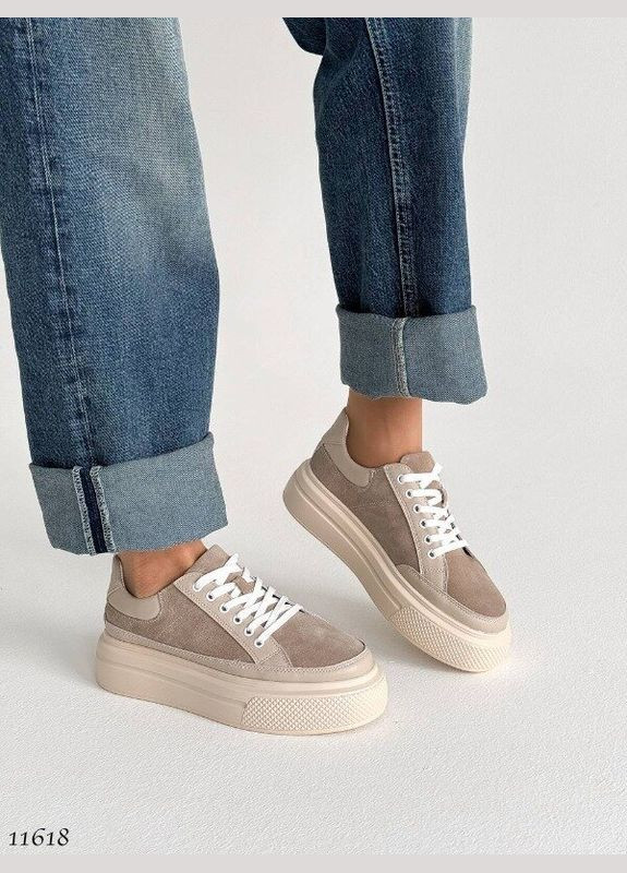Бежевые кожаные кроссовки, кожаные женские кеды, женские кроссовки платформа Jessica Suppo бежевые демисезоны (315919580)